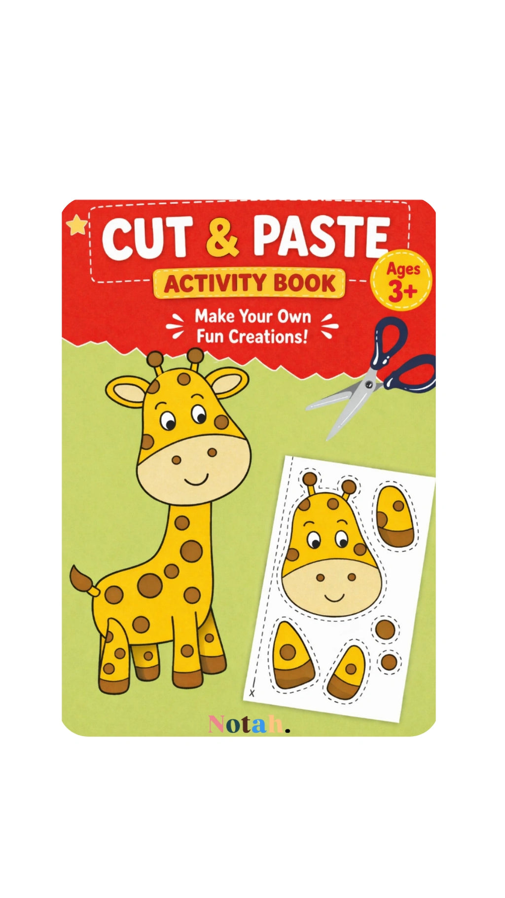 Cut & paste Activity Book + (kids friendly scissors & glue stick)