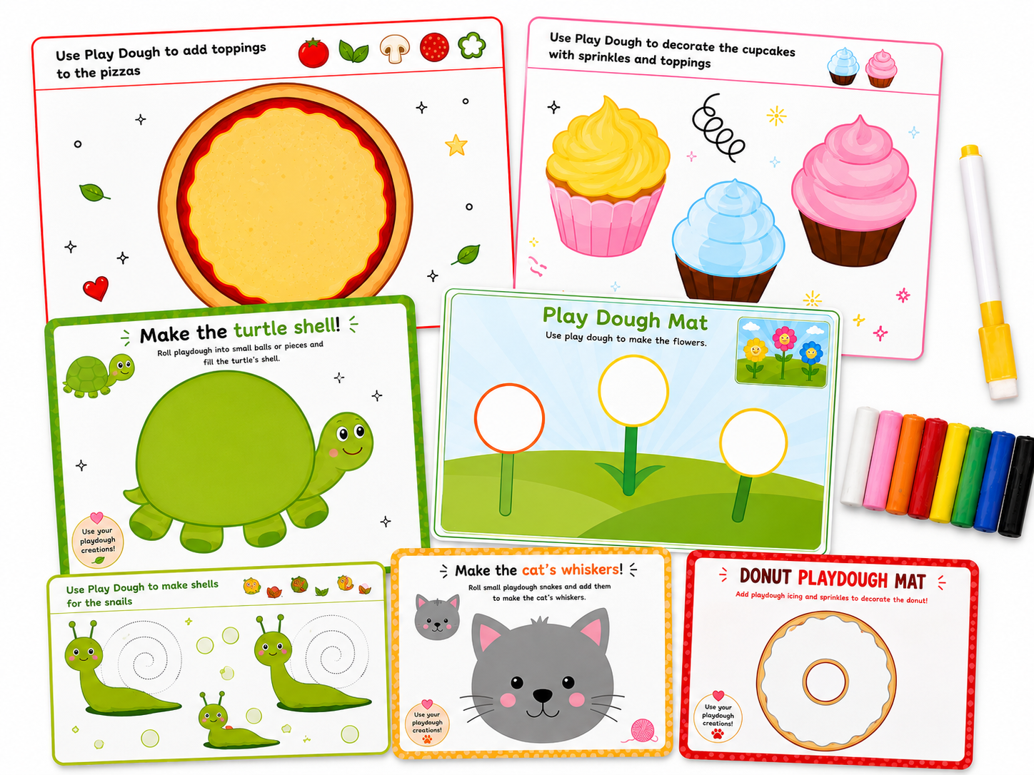Playdough Mats + playdough pack + erasable pen